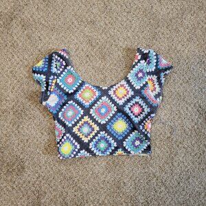 *SOLD* Blackmilk Granny Square Print Crop Top - EUC